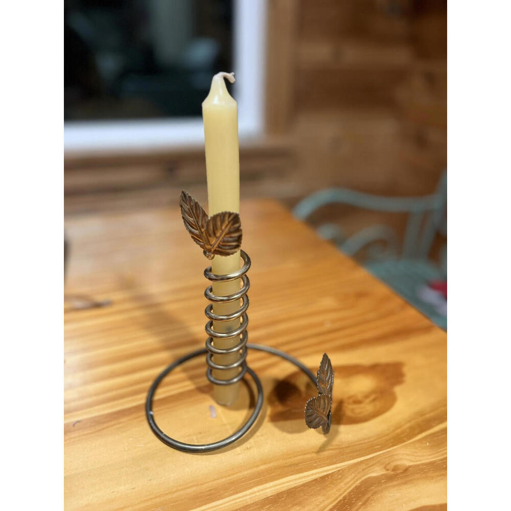 Vintage Spiral Brass Plated Courting Candlestick Holder